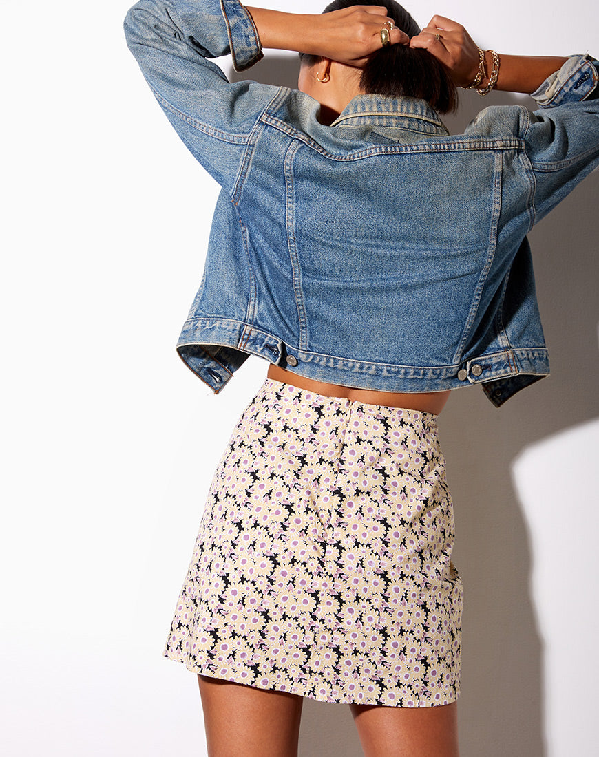 High Waist Cream Daisy Mini Skirt | Sheny – motelrocks.com