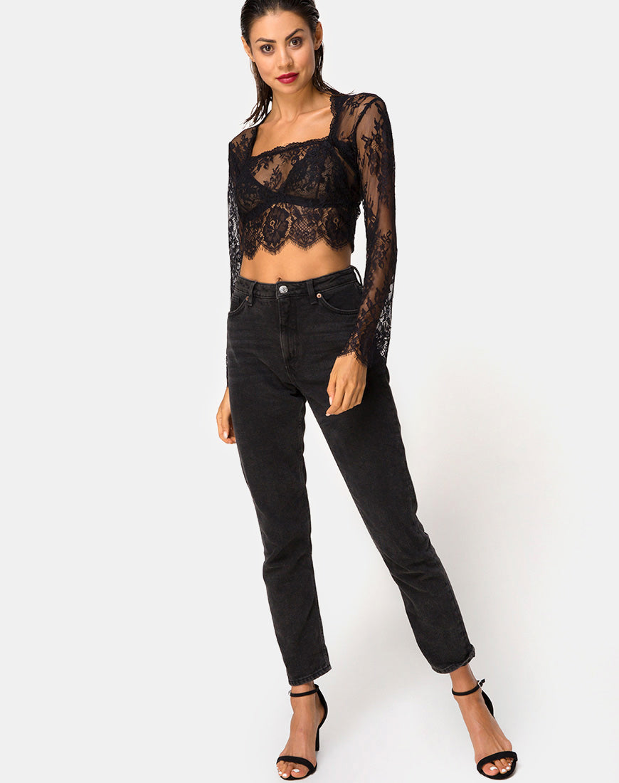 Sinhor Crop Top in Lace Black – motelrocks.com