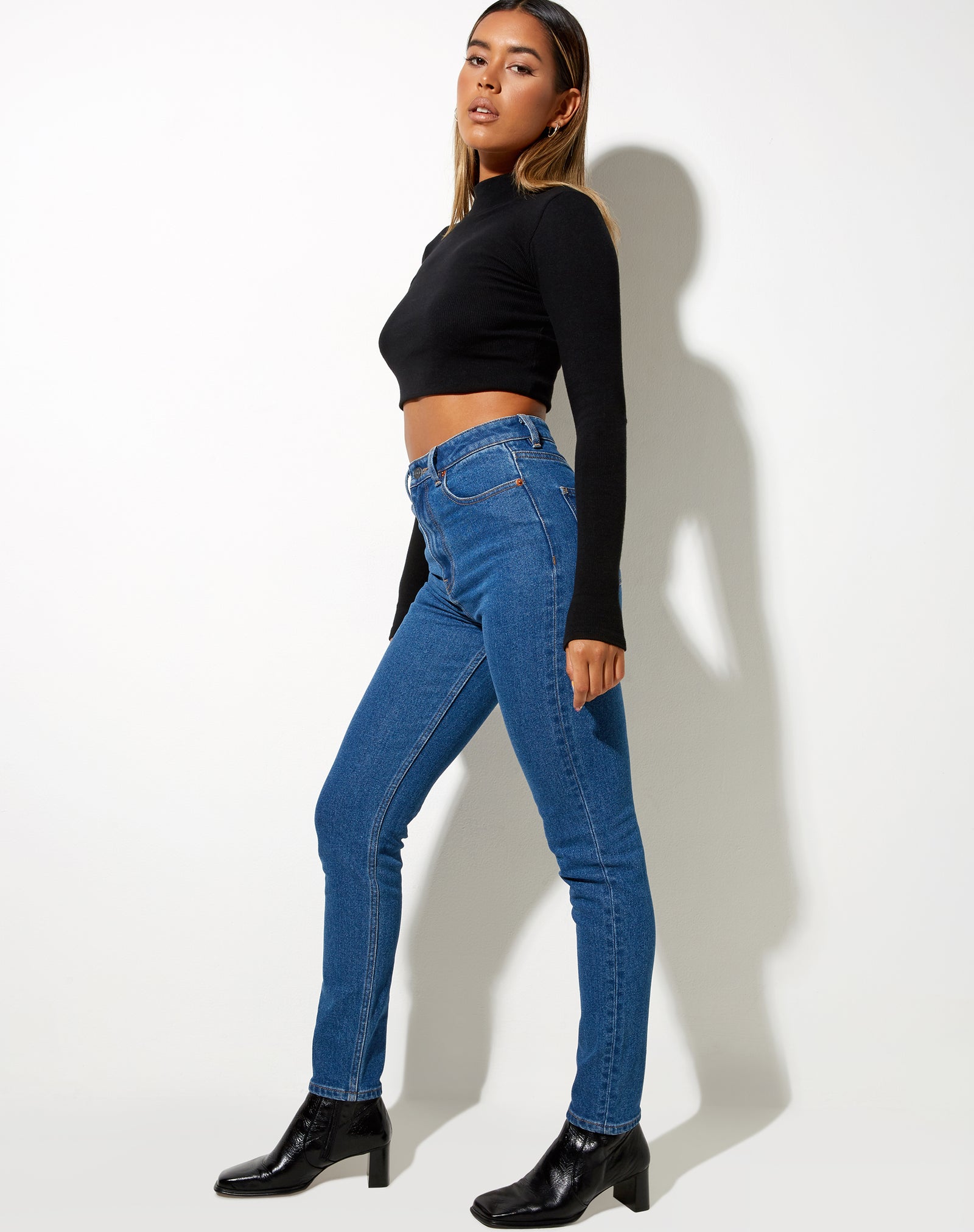 Slim Leg Indigo Blue Denim Trouser | Slim Jean – motelrocks.com