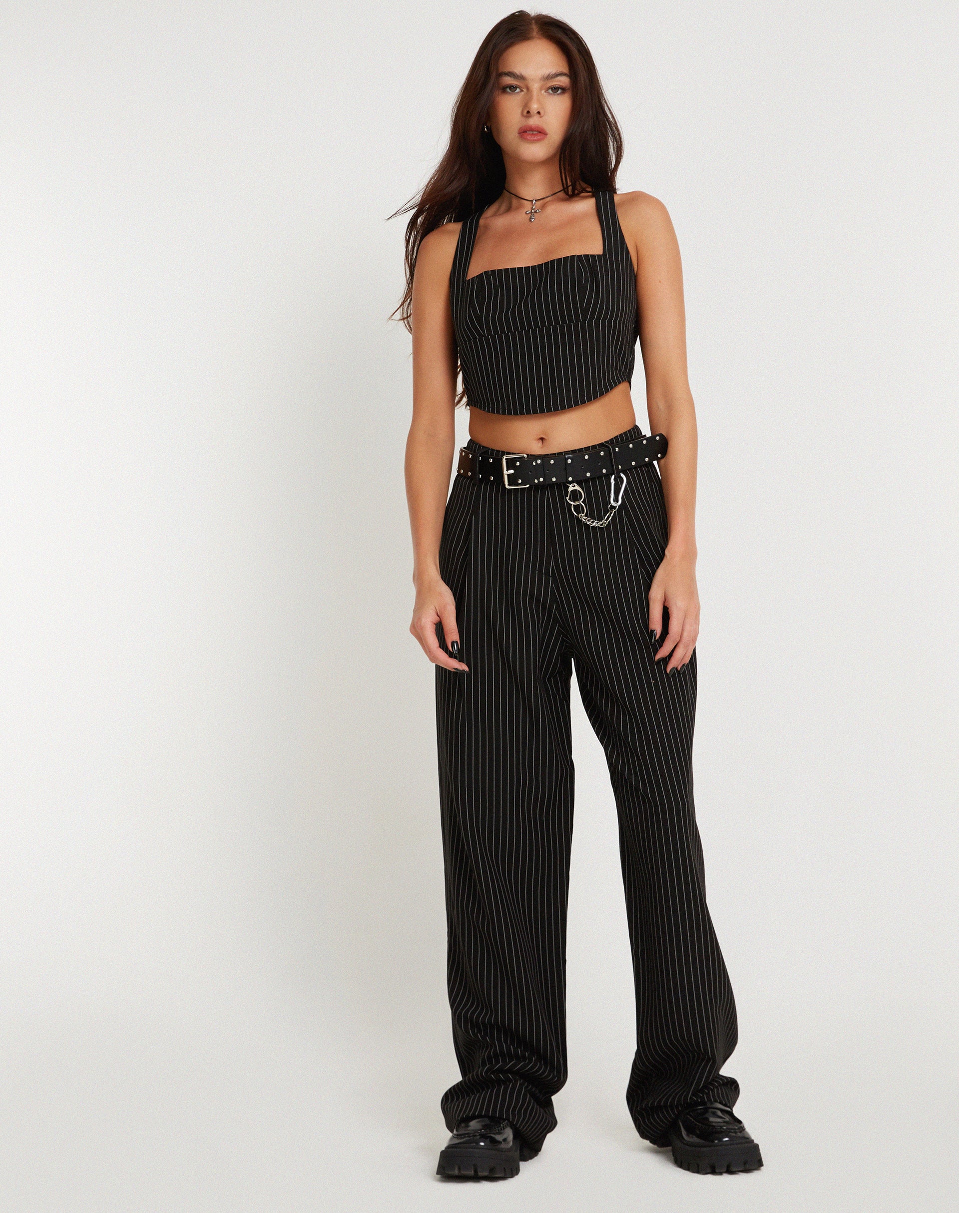 Black Pinstripe Pants  Straight Leg Pants  Pinstriped Trousers  Lulus