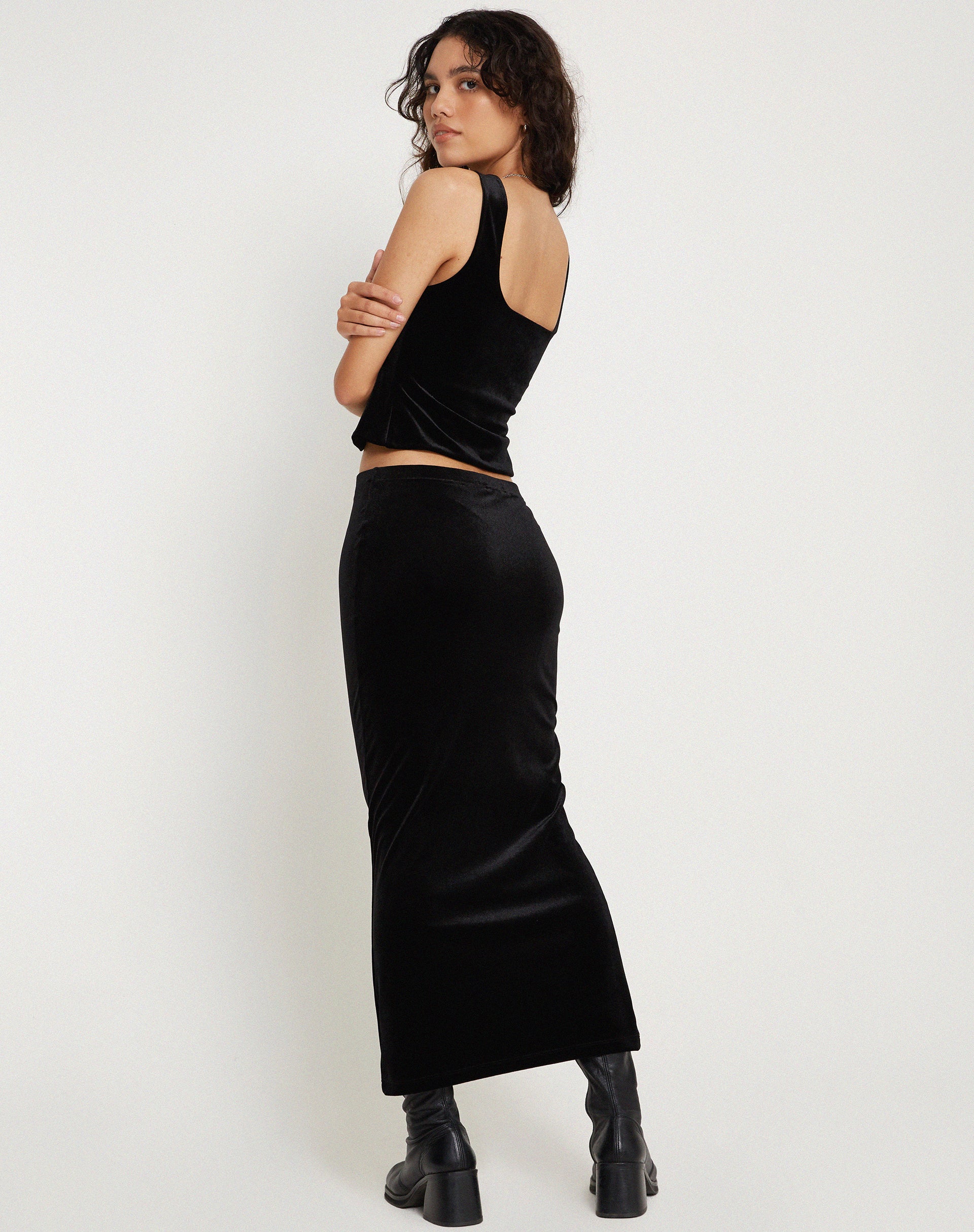 velvet long skirt