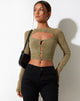 IMAGE OF Techin Crop Top in Mixed Animal Flock Olive