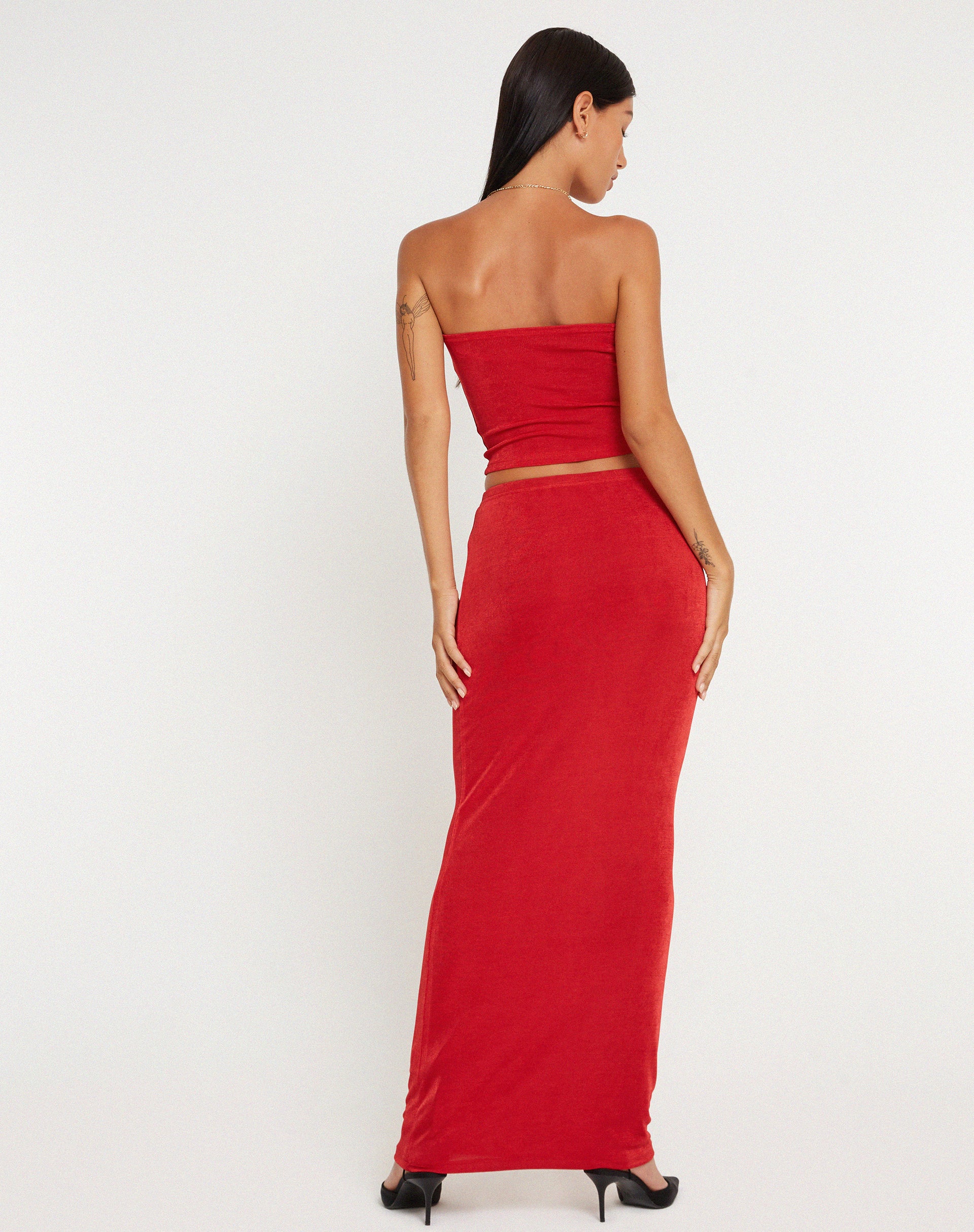 Long red 2024 maxi skirts