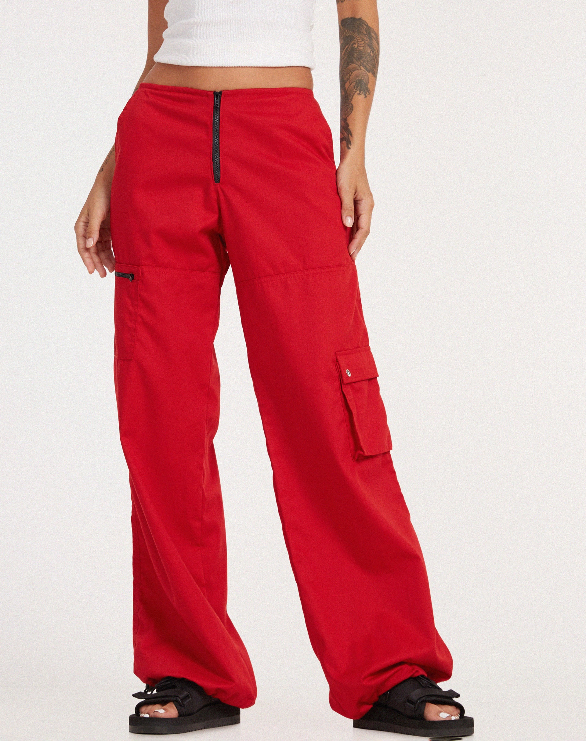 Petite Red Pocket Detail Cargo Pants  Pants for women Red cargo pants  Clothes