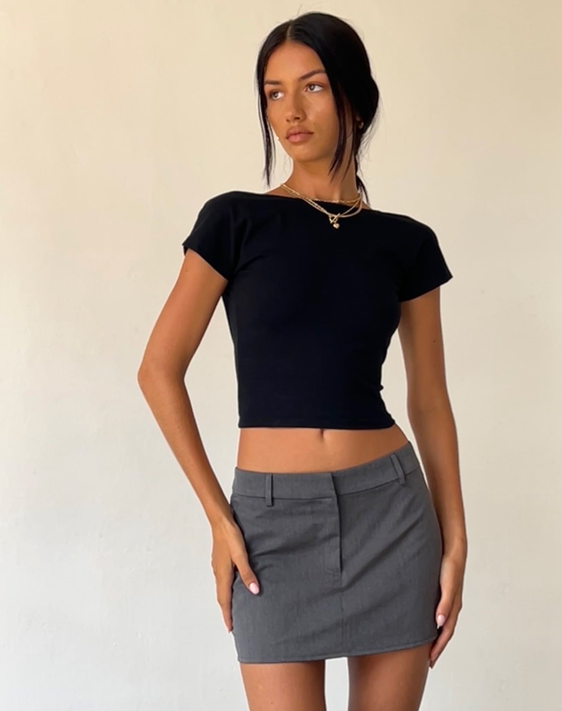 Charcoal Mini Tailored Skirt | Sukra – motelrocks.com
