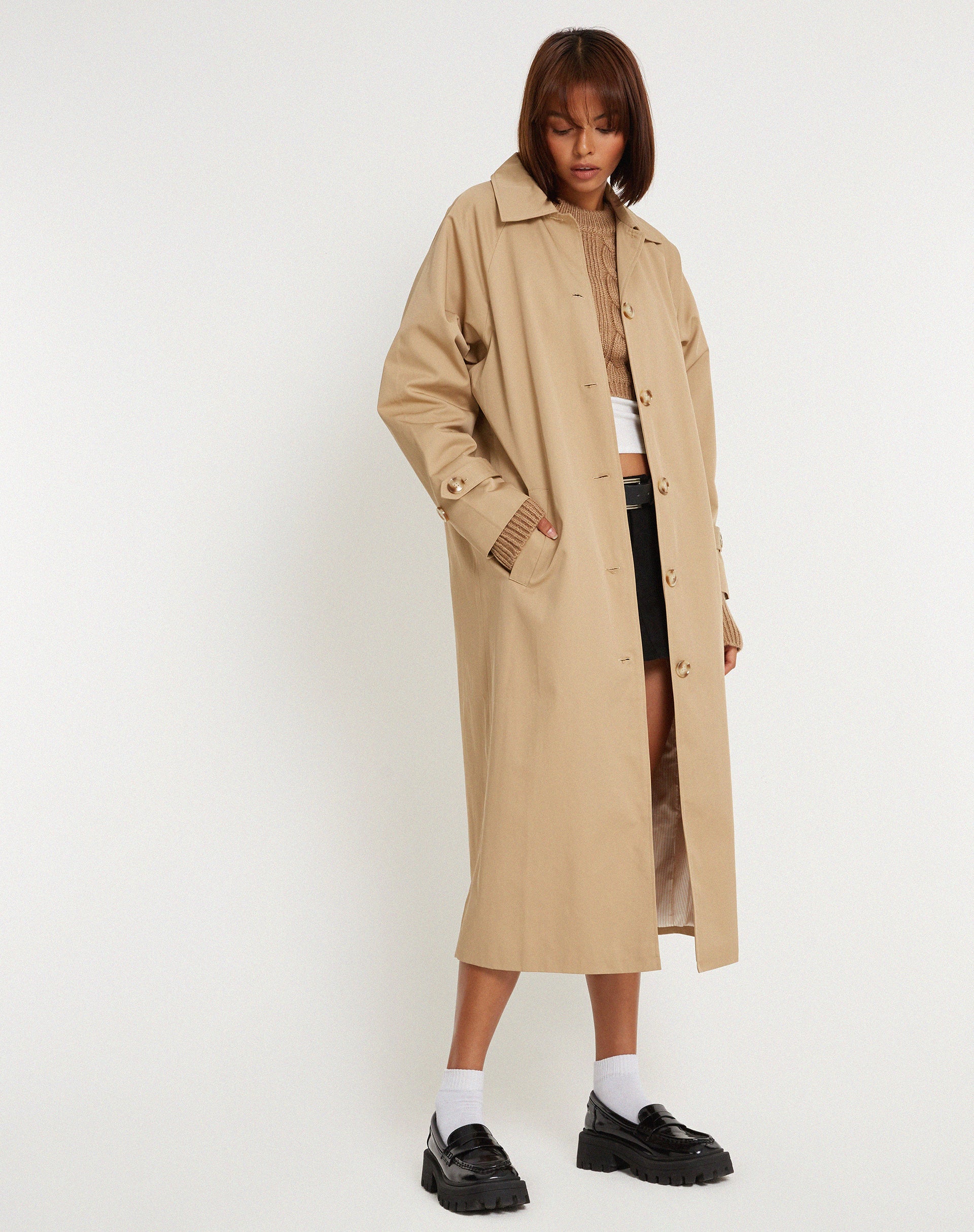 Striped trench outlet coat