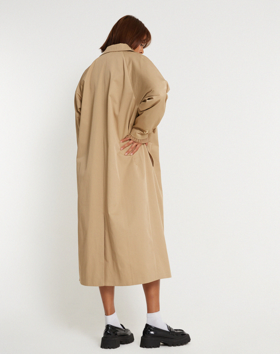 Tan Brown Longline Trench Coat | Assa – motelrocks.com