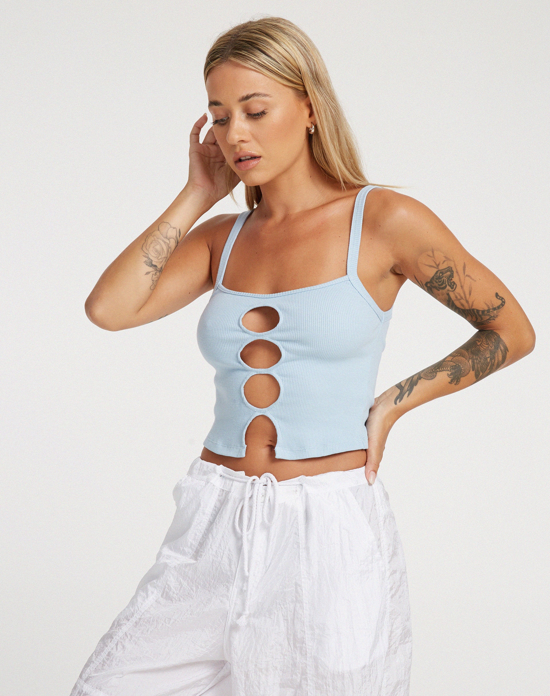 Pale blue cheap vest top