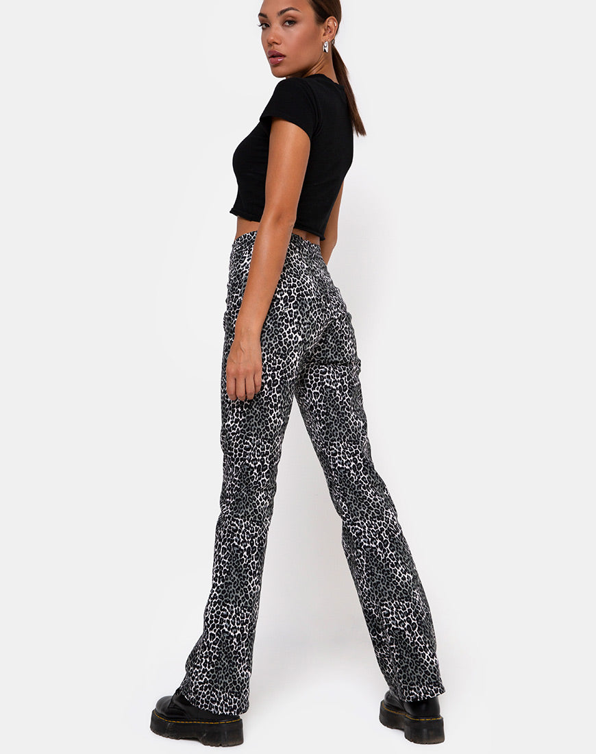 High Waist Leopard Print Flares | Zoven – motelrocks.com