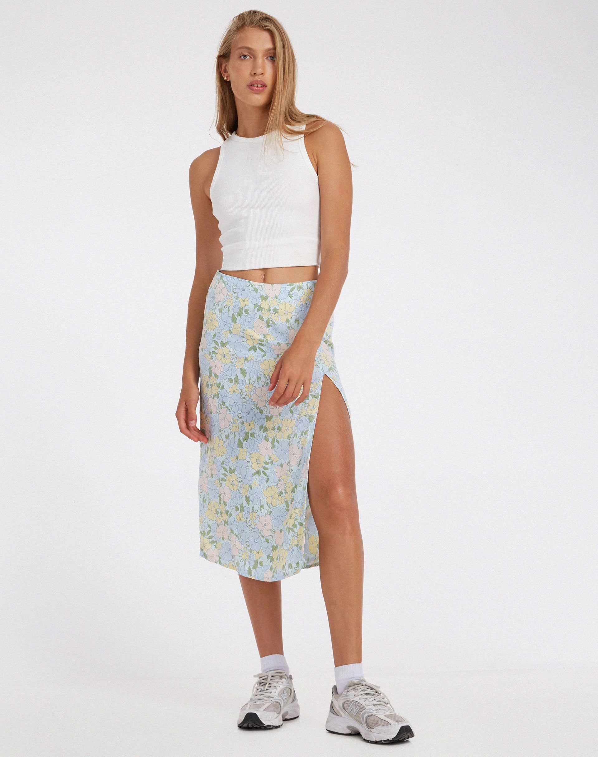 Long floral hotsell skirt with slits